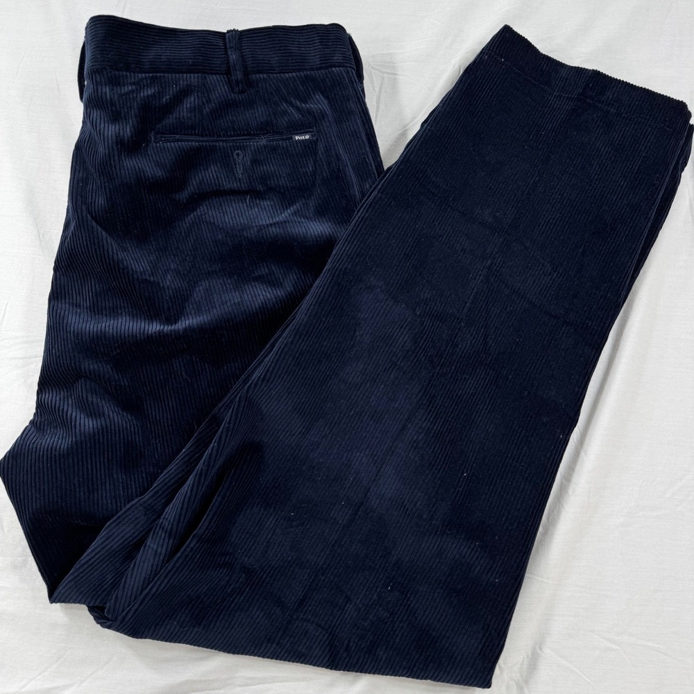 Polo Ralph Lauren Corduroy Pants Mens 38x30 Classic Fit Cotton Navy Blue Casual